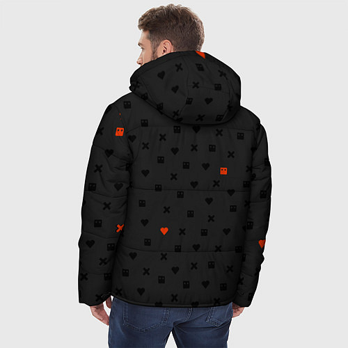 Мужская зимняя куртка Love Death and Robots black pattern / 3D-Красный – фото 4
