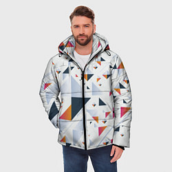 Куртка зимняя мужская Абстрактные Треугольные Формы, цвет: 3D-красный — фото 2