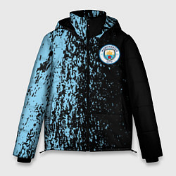 Куртка зимняя мужская Manchester city манчестер сити голубые брызги, цвет: 3D-черный