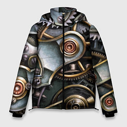 Куртка зимняя мужская Механизм из шестерёнок в стиле Стимпанк, цвет: 3D-светло-серый