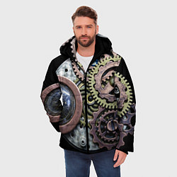 Куртка зимняя мужская Mechanism of gears in Steampunk style, цвет: 3D-красный — фото 2