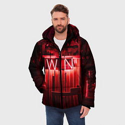 Куртка зимняя мужская Неоновая надпись и бар - Красный, цвет: 3D-красный — фото 2