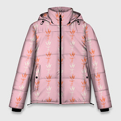 Мужская зимняя куртка Веточки лаванды розовый паттерн