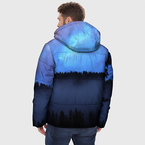 Мужская зимняя куртка Неоновое небо над лесом / 3D-Красный – фото 4