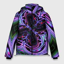 Куртка зимняя мужская Неоновые узоры и фигуры - Фиолетовый, цвет: 3D-красный