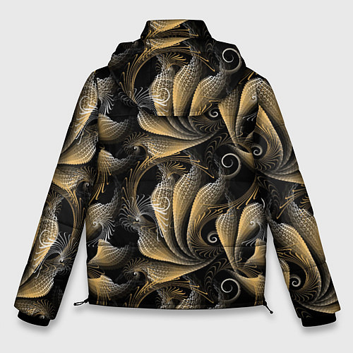 Мужская зимняя куртка Золотистые абстрактные узоры / 3D-Светло-серый – фото 2