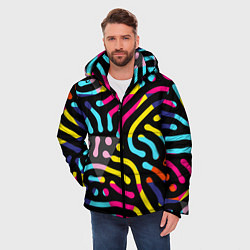 Куртка зимняя мужская Красочный авангардный паттерн, цвет: 3D-красный — фото 2