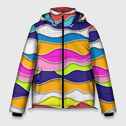 Куртка зимняя мужская Разноцветные волны Летний паттерн, цвет: 3D-красный