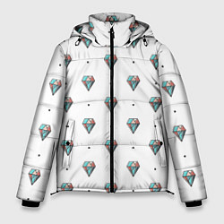 Куртка зимняя мужская Разноцветные Бриллианты На Белом Фоне, цвет: 3D-светло-серый