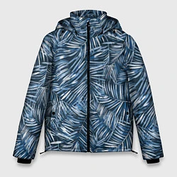 Куртка зимняя мужская Тропические листья пальмы, цвет: 3D-светло-серый