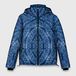 Куртка зимняя мужская Gray blue ethnic arabic ornament, цвет: 3D-черный
