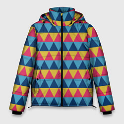 Куртка зимняя мужская Калейдоскоп - цветные треугольники, цвет: 3D-красный