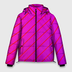 Куртка зимняя мужская Розовый и фиолетовые линии, цвет: 3D-красный