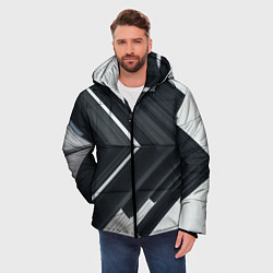 Куртка зимняя мужская Абстрактные геометрические линии - Белый, цвет: 3D-светло-серый — фото 2