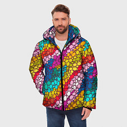 Куртка зимняя мужская Абстракция - радужное настроение, цвет: 3D-черный — фото 2
