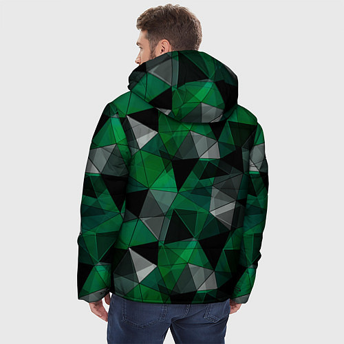 Мужская зимняя куртка Зеленый, серый и черный геометрический / 3D-Светло-серый – фото 4