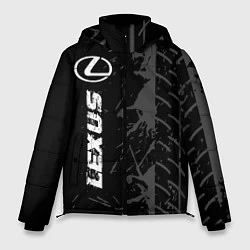 Куртка зимняя мужская Lexus speed на темном фоне со следами шин: по-верт, цвет: 3D-черный