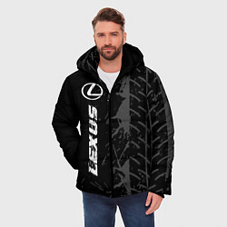 Куртка зимняя мужская Lexus speed на темном фоне со следами шин: по-верт, цвет: 3D-черный — фото 2