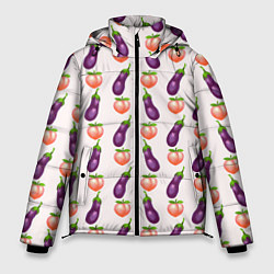 Куртка зимняя мужская Баклажаны и персики паттерн, цвет: 3D-черный