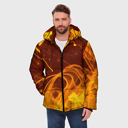 Куртка зимняя мужская Абстрактные языки пламени из красок, цвет: 3D-красный — фото 2