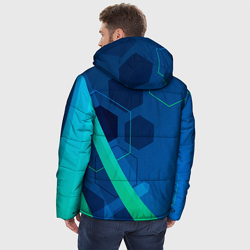 Мужская зимняя куртка Ливерпуль Синяя абстракция / 3D-Красный – фото 4