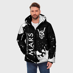 Куртка зимняя мужская Thirty Seconds to Mars и рок символ на темном фоне, цвет: 3D-черный — фото 2