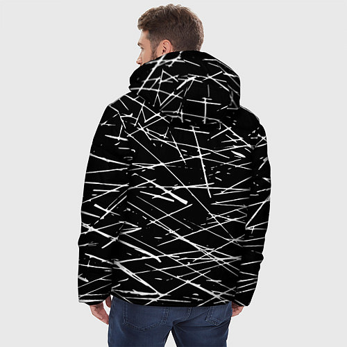 Мужская зимняя куртка Паттерн из хаотичных линий / 3D-Красный – фото 4