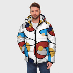 Куртка зимняя мужская Абстрактная композиция круги и спирали, цвет: 3D-черный — фото 2