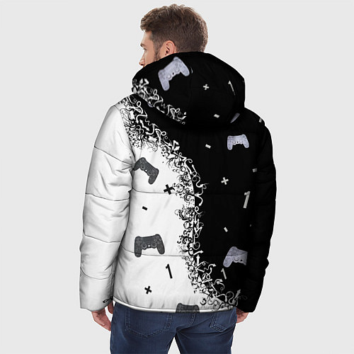 Мужская зимняя куртка Джойстики чёрно-белые / 3D-Красный – фото 4