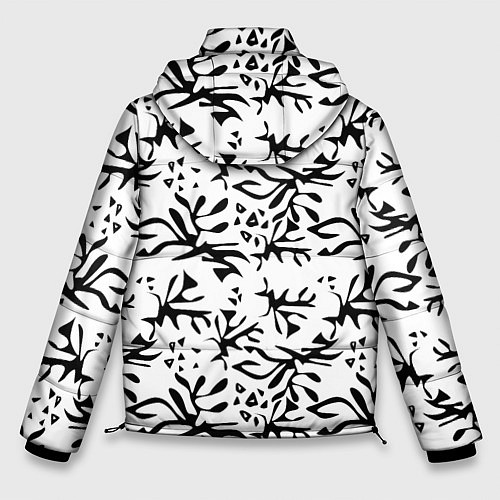 Мужская зимняя куртка Черно белый абстрактный модный узор / 3D-Светло-серый – фото 2