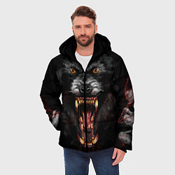 Куртка зимняя мужская Злой волк с открытой пастью, цвет: 3D-черный — фото 2