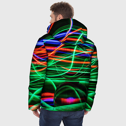 Мужская зимняя куртка Абстрактное множество цветных линий / 3D-Красный – фото 4