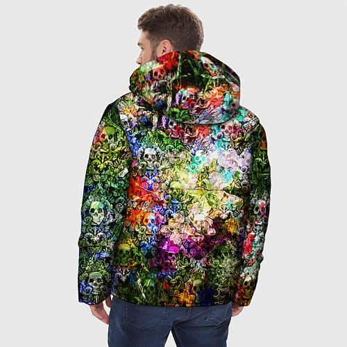 Мужская зимняя куртка Цветы на черепах / 3D-Красный – фото 4