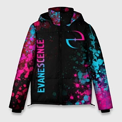 Куртка зимняя мужская Evanescence - neon gradient: символ и надпись верт, цвет: 3D-черный