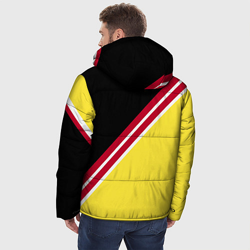 Мужская зимняя куртка Porsche - полосы / 3D-Красный – фото 4