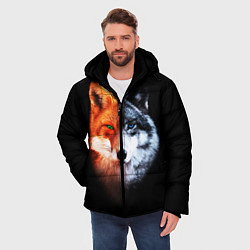 Куртка зимняя мужская Волк и Лисица, цвет: 3D-черный — фото 2