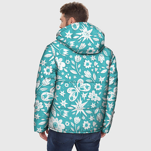 Мужская зимняя куртка Нежный цветочный паттерн / 3D-Красный – фото 4