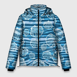 Куртка зимняя мужская Паттерн из створок ракушки - океан, цвет: 3D-черный