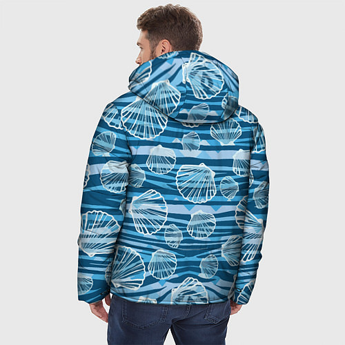 Мужская зимняя куртка Паттерн из створок ракушки - океан / 3D-Светло-серый – фото 4