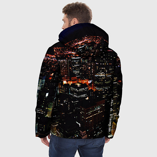 Мужская зимняя куртка Ночной город - вид с высоты / 3D-Красный – фото 4