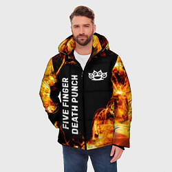 Куртка зимняя мужская Five Finger Death Punch и пылающий огонь, цвет: 3D-черный — фото 2