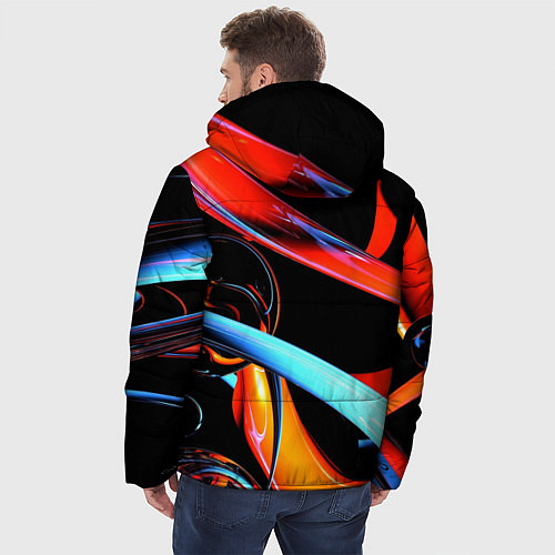 Мужская зимняя куртка Краски и пузыри / 3D-Красный – фото 4