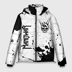 Куртка зимняя мужская Manowar и рок символ на светлом фоне, цвет: 3D-черный