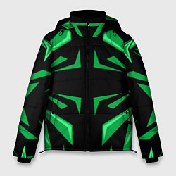 Мужская зимняя куртка Фигуры зеленого цвета на черном фоне geometry