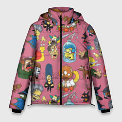 Куртка зимняя мужская Персонажи Симпсонов - horror pattern, цвет: 3D-светло-серый
