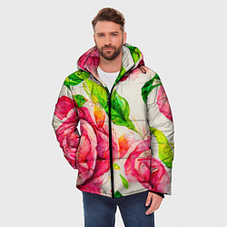 Куртка зимняя мужская Яркие выразительные розы, цвет: 3D-светло-серый — фото 2