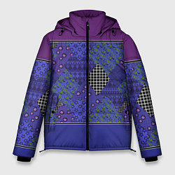 Мужская зимняя куртка Combined burgundy-blue pattern with patchwork