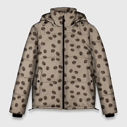 Куртка зимняя мужская Кофейные зерна паттерн, цвет: 3D-светло-серый