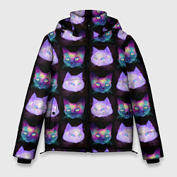 Куртка зимняя мужская Неоновые кошачьи морды, цвет: 3D-светло-серый