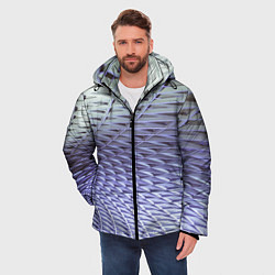 Куртка зимняя мужская Ребристая абстрактная поверхность, цвет: 3D-красный — фото 2
